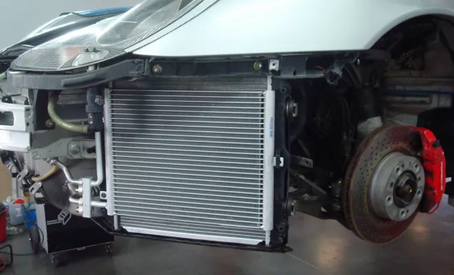 Remplacement de radiateur moteur et condenseur de clim sur une Porsche proche d'Albi, Montauban, CORDIERMOTOR